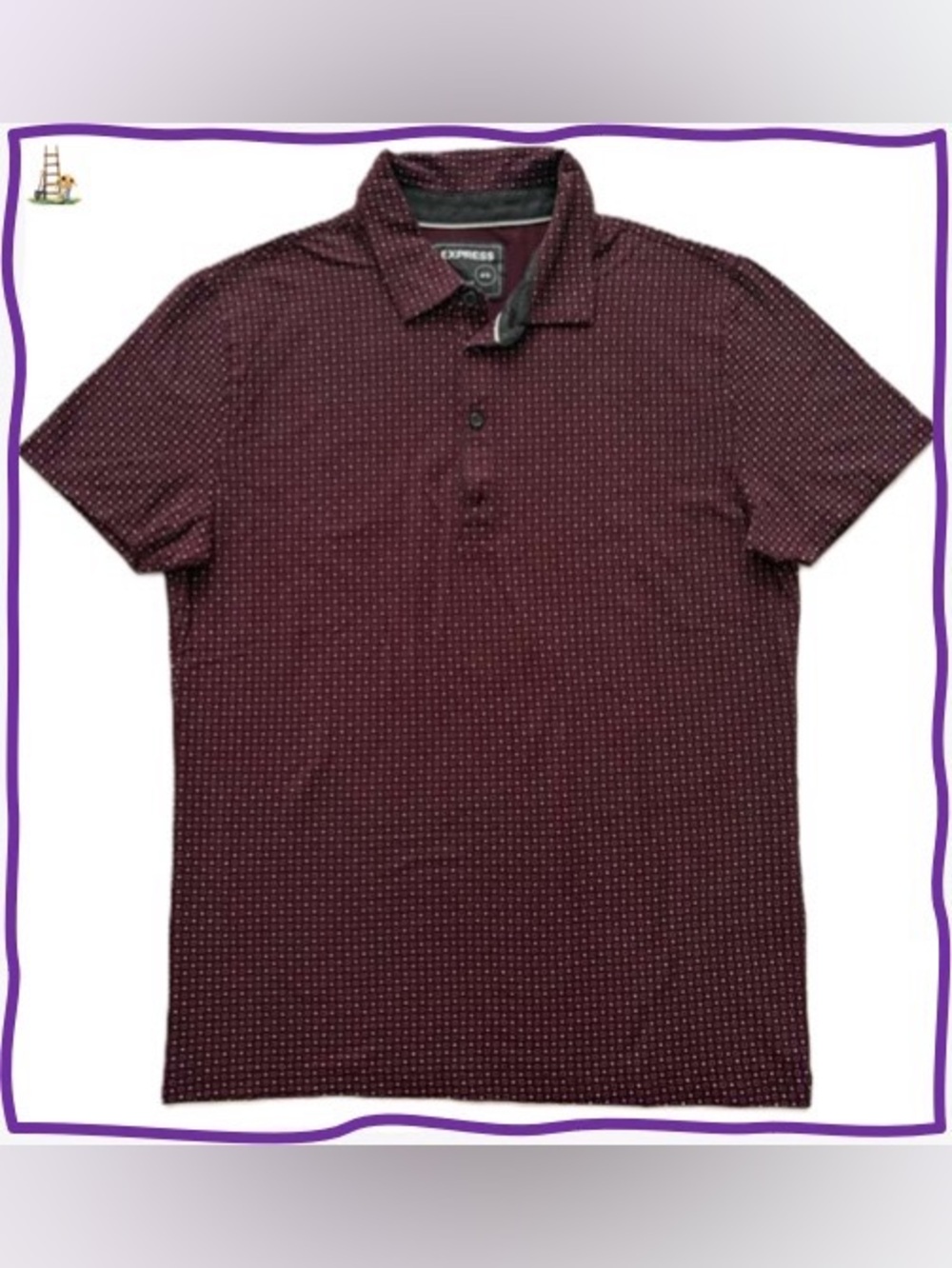 Express Men’s Red Wine Polo with Microdot Pattern